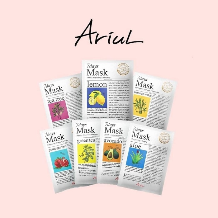 ARIUL 7 DAYS MASK 100% ORI & BPOM, SHEET MASK, MASKER WAJAH MURAH