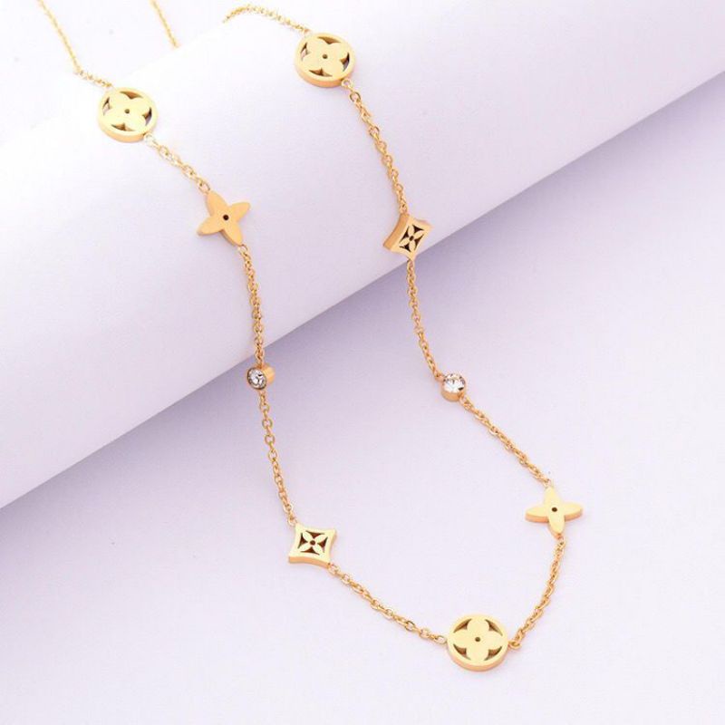 Kalung Titanium Lv Model Wanita Korea Trendy Anti Luntur