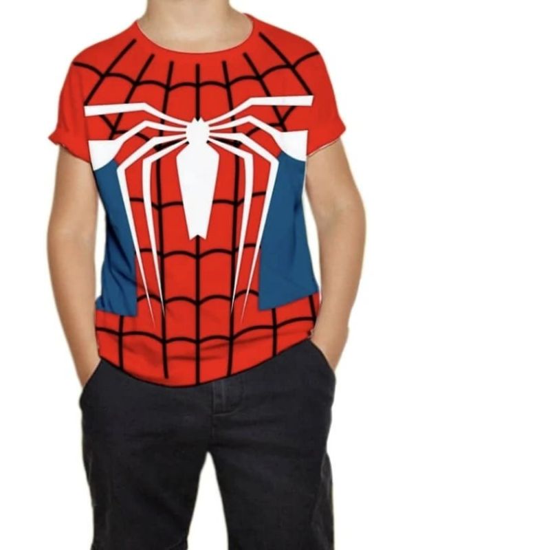 Kaos Anak Superhero Laki Laki Premium Branded Atasan Sablon Distro Cowok Keren Kostum Spiderman Captain Superman Hulk Ironman Batman Starwars