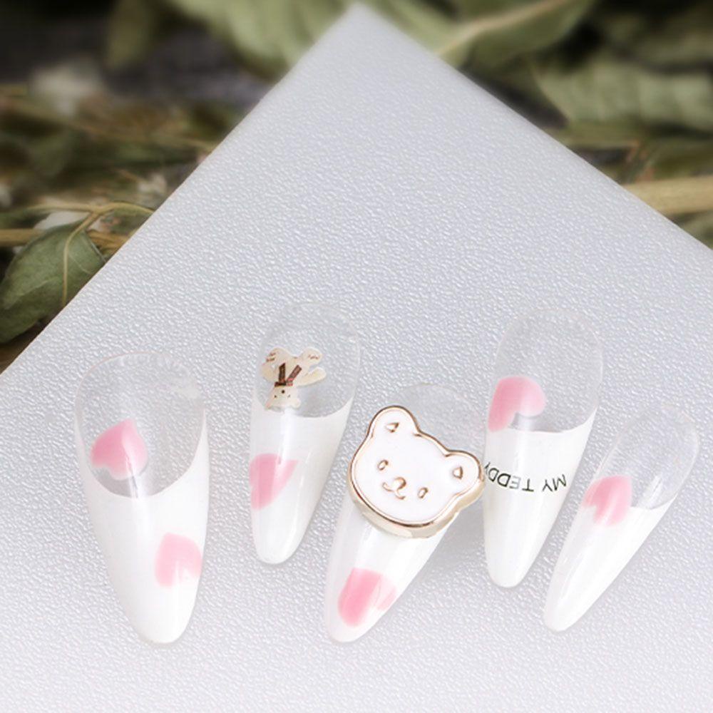 Augustina Nail Art Alloy Perhiasan Gaya Korea Kelinci Beruang Smiley Bunga DIY Alat Nail Art