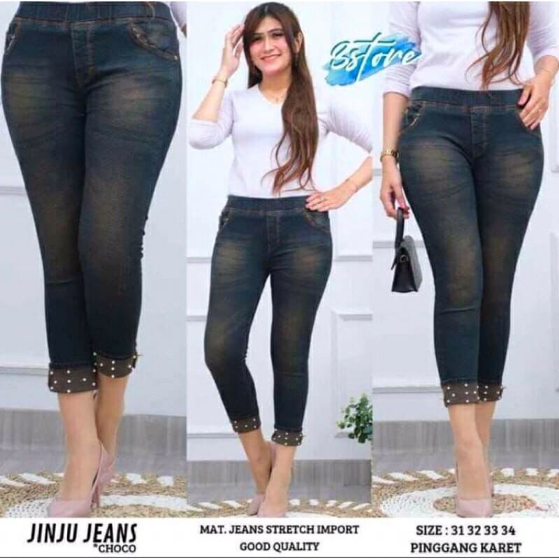 SIZE 27-38! JINJU JEANS VARIASI LIPAT MUTIARA BROWN SERIES