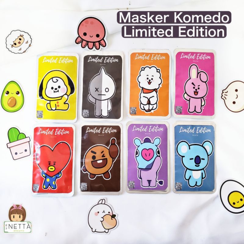 MASKER ORGANIK MASKER  WAJAH BT21 MASKER 1X PAKAI