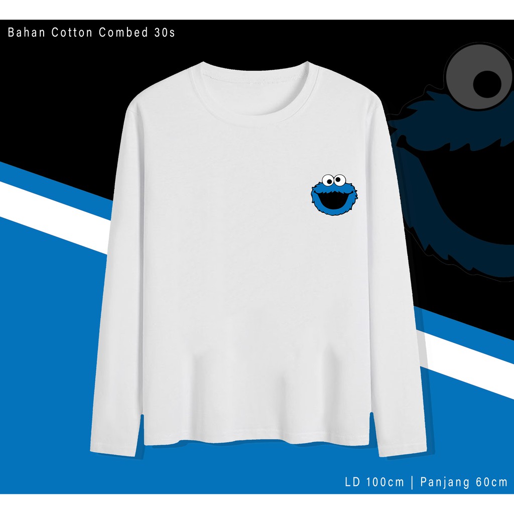 COOKIE MONSTER  / TERMURAH BAJU KAOS KATUN WANITA/ PRIA UNISEX LENGAN PANJANG / TUMBLR TEE