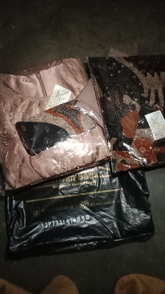 Kebaya Batik Couple Annisa Brown Rose | Kebaya Modern [ Free Jilbab ]