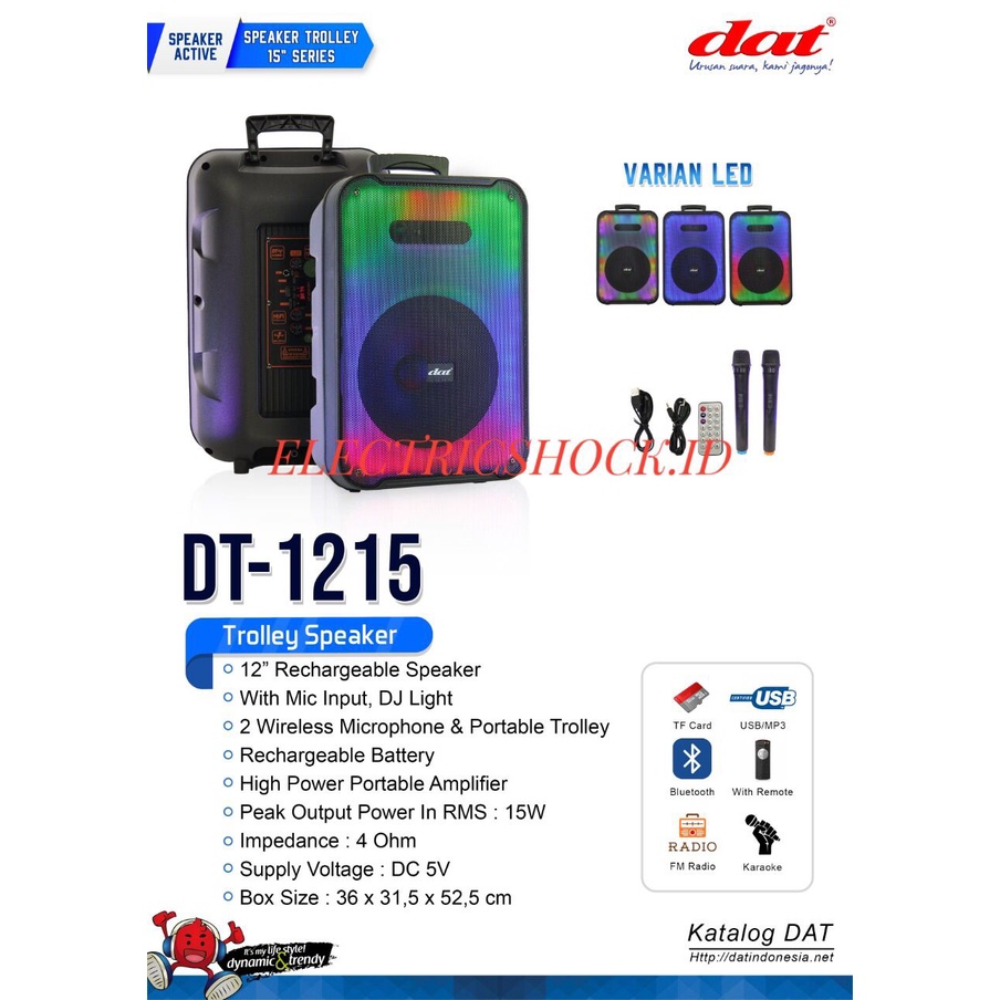 SPEAKER PORTABLE WIRELESSS DAT DT 1215 / DAT DT1215 ORIGINAL 12INCH