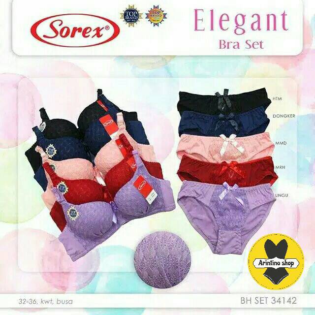 (1set) Bh Bra Set Sorex 34142 (CUP A) Brokat | Bra Satu Set Busa Kawat |