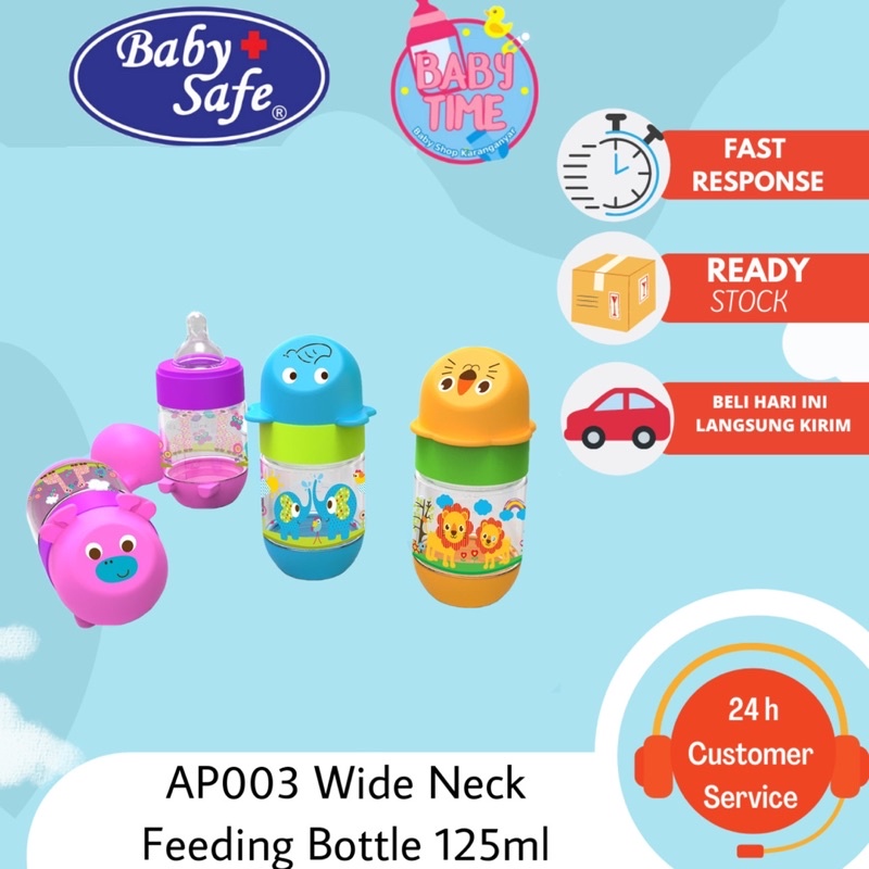 BABY SAFE Feeding Bottle Babysafe Botol Susu Slim Neck Character 250ml /125ml AP001 AP002 AP003 AP004