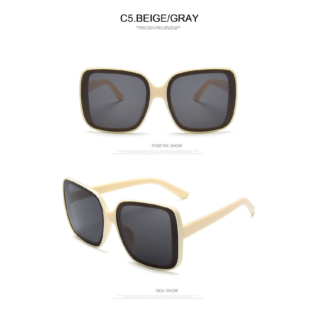 2022 Kacamata Hitam Wanita Model Retro Frame Kotak Besar