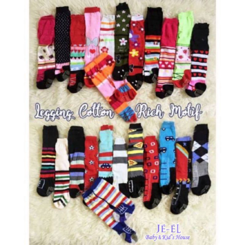 Cotton rich legging  Polos Motif/ Legging Tutup Kaki bayi