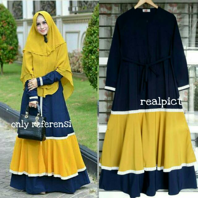 Gamis polos size lengkap / gamis rampel renda cantik 