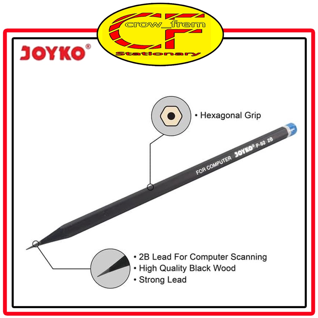 

Pencil 2B Joyko P-92 / Pensil Kayu Hitam Per Pcs