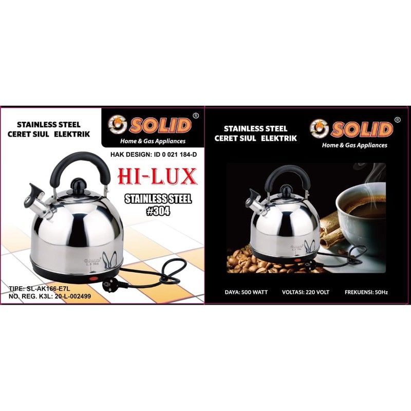 Solid Teko Listrik Bunyi Siul 7 Liter SL-AK166 7L / Ceret / Kettle Elektrik 7.0L Whistling Kettle