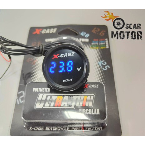 Voltmeter Mini Bulat 6577 Pengukur Aki Listrik Digital Waterpoof Xcase Motor Universal