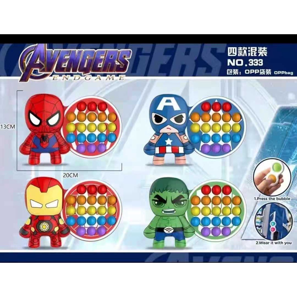 Mainan Pop It Anak&quot; Karakter Avengers,Spiderman,Hulk,Ironman,Capten