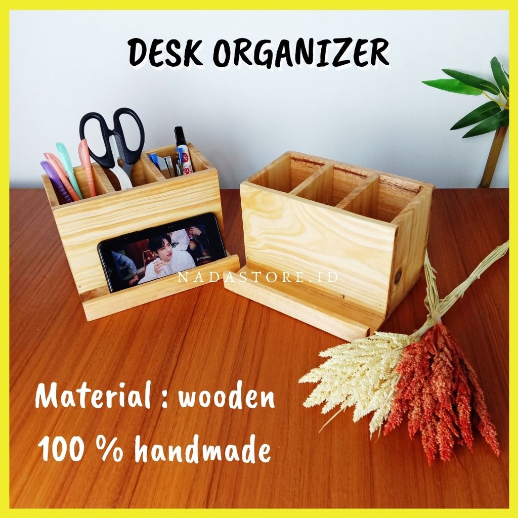 COD - KOTAK STORAGE MEJA DESK ORGANIZER KOTAK PEN HOLDER DAN PHONE STAND HOLDER