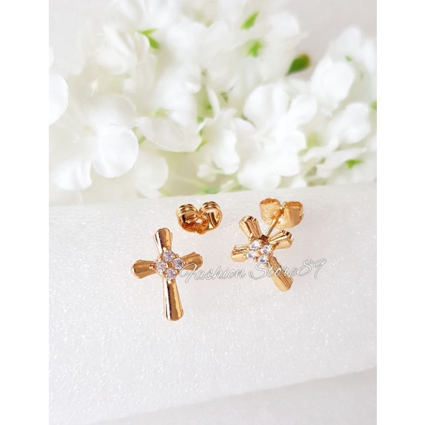 Ready Anting Tusuk Salib Fashion anting rohani perhiasan lapis emas xuping yaxiya impor anting dewasa anting salib bestseller bestquality premium impor