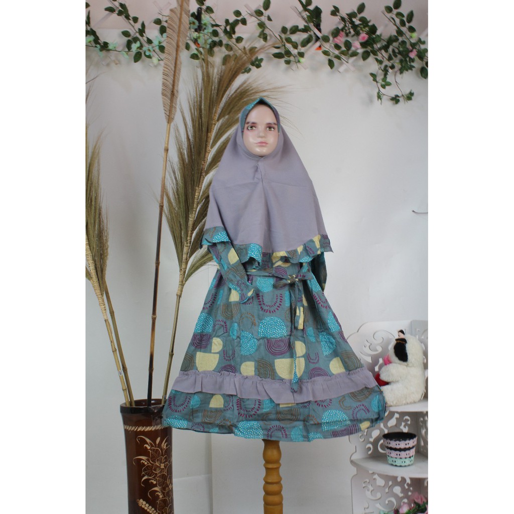GAMIS ANAK Katun Rayon Set Khimar SYAFINA baju muslim muslimah anak KIDS BAJU MUSLIM