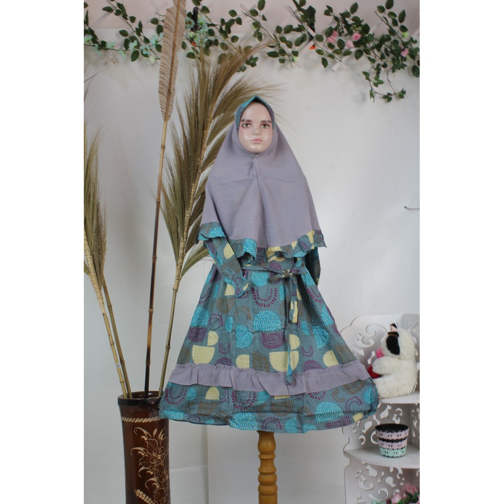 GAMIS ANAK Katun Rayon Set Khimar SYAFINA baju muslim muslimah anak KIDS BAJU MUSLIM