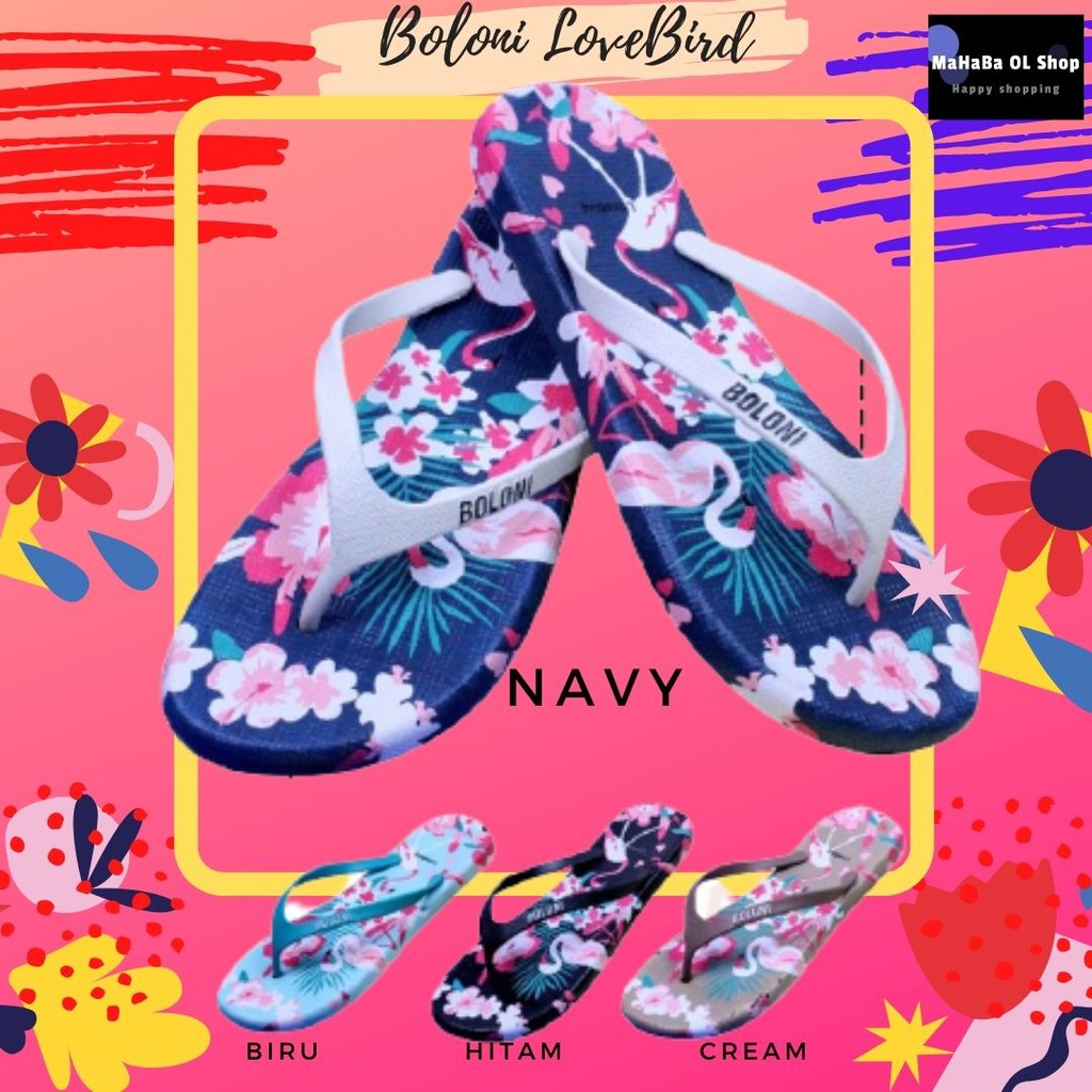 SANDAL JEPIT WANITA SENDAL JEPIT PEREMPUAN BAHAN KARET BOLONI ORIGINAL LOVE BIRD SIZE 37-40 BANDUNG