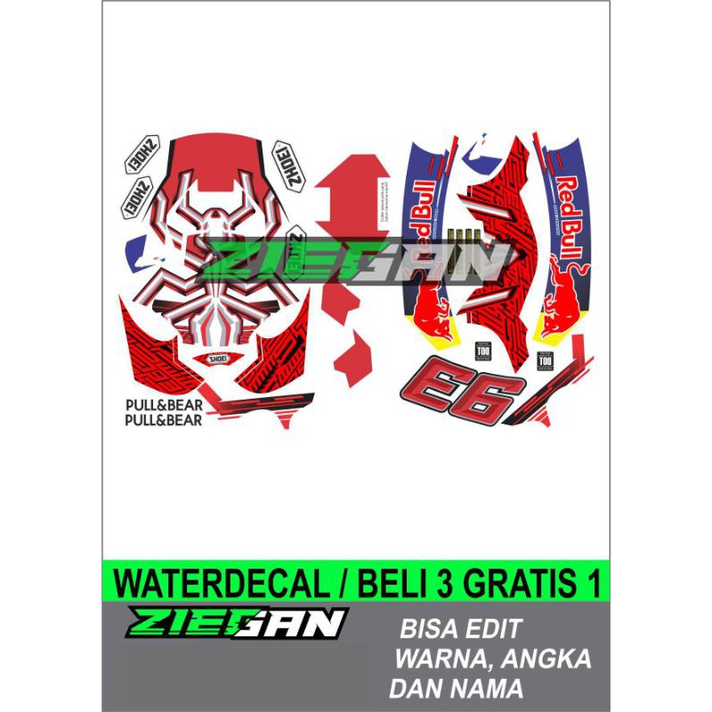 Water Decal Stiker Helm Red Ant versi redbull