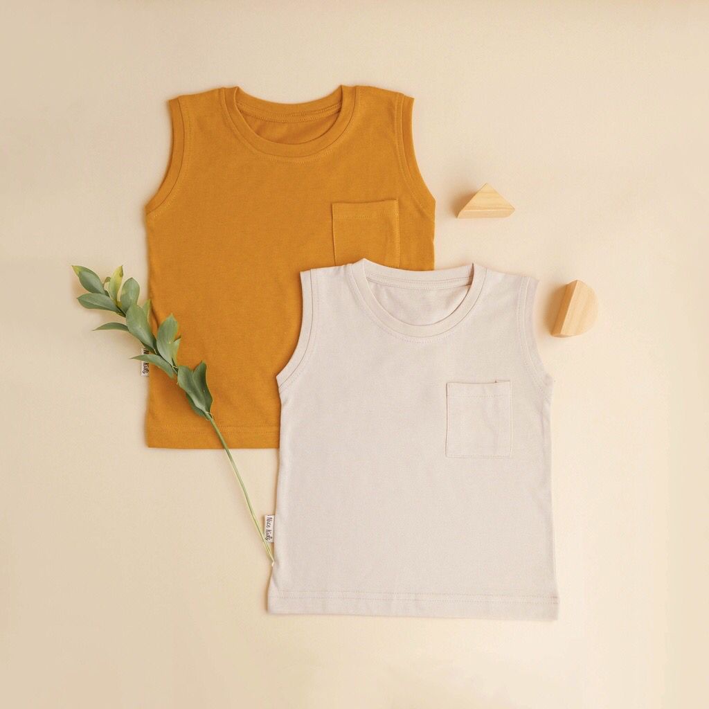 NICE KIDS SLEEVELESS POCKET TSHIRT KUTUNG BAJU ANAK 1-4 TAHUN