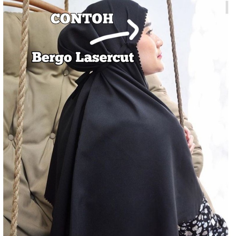 Jilbab Bergo Laser Cut Diamondcrepe