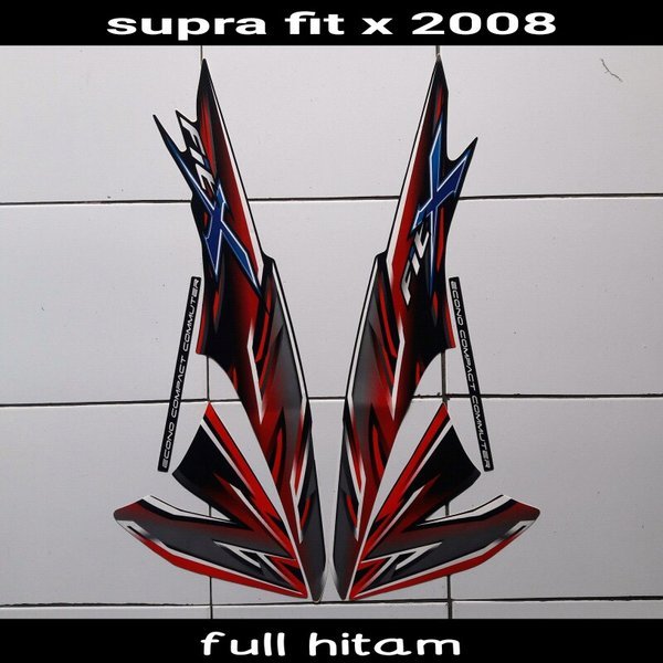 Stiker Motor Supra Fit X 2008 full Hitam