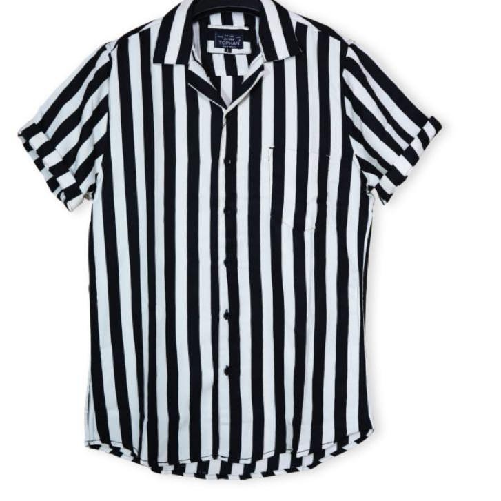 PREMIUM GROSIR KAMEJA STRIP KAMEJA SALUR KAMEJA BELANG KAMEJA PRIA KAMEJA HITAM PUTIH KAMEJA KEKINIA