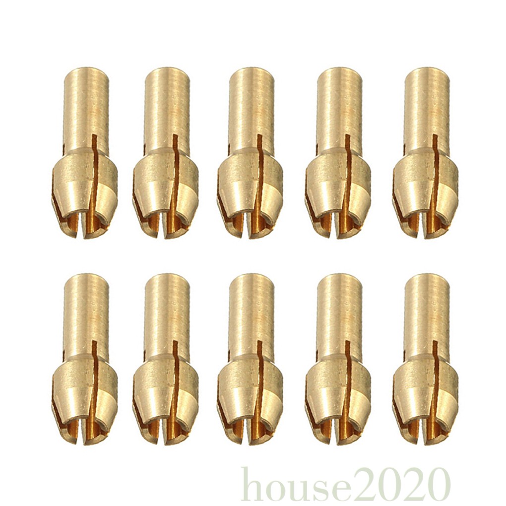 11pcs/set Collet Bits 0.5-3.2mm 4.3mm Shank Screw Nut Pengganti Bahan Kuningan Untuk Alat Rotary Dremel