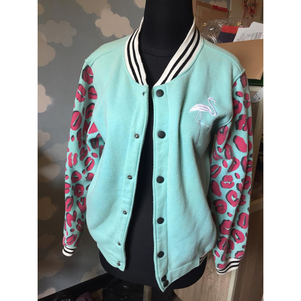 Preloved - Baseball Jacket Mint Pink Leopard / Jaket Wanita