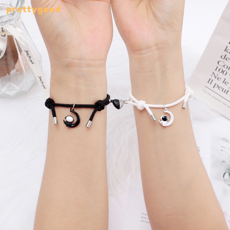 2Pcs Gelang Magnetik Pasangan Astronaut Uniseks Bintang Hadiah Perhiasan Fashion - PD