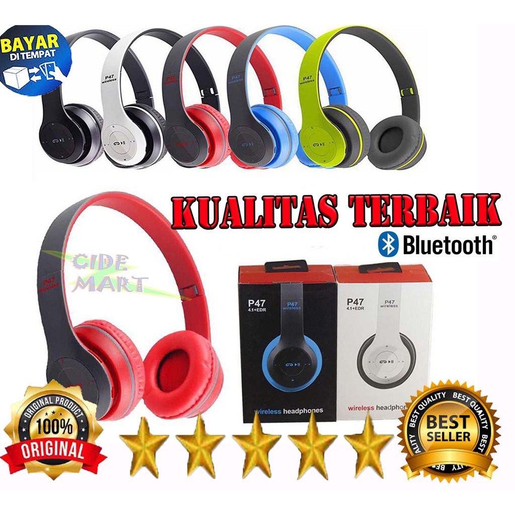 [SUPER BASS] HEADPHONE BLUETOOTH P47 / HEADSET HANDSFREE EARPHONE / HEADPHONE P-47