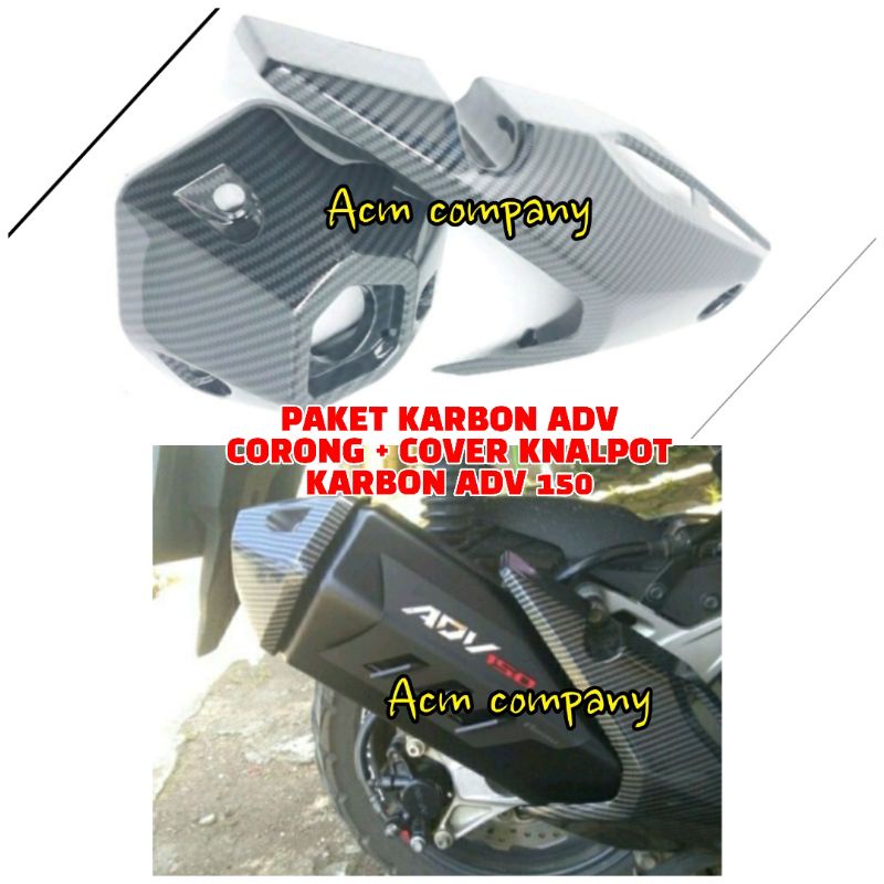 PAKET MURAH ADV150 COVER TUTUP LIST KNALPOT & CORONG KNALPOT KARBON HONDA ADV150/160