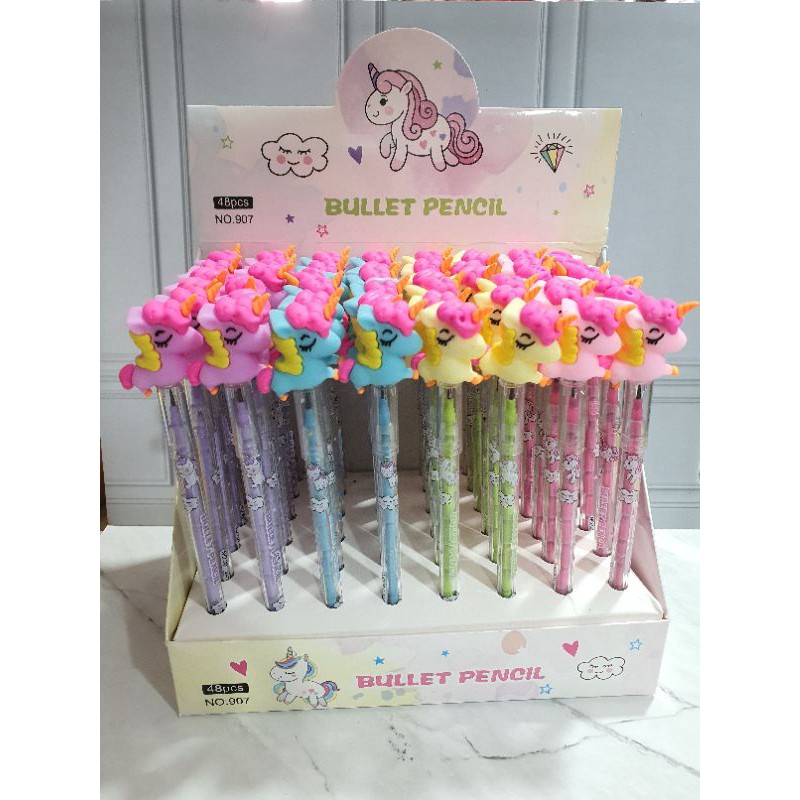 (4pcs) pensil lantu/lantu bensia/pensil cabut lucu/pensil bongkar pasang-Unicorn
