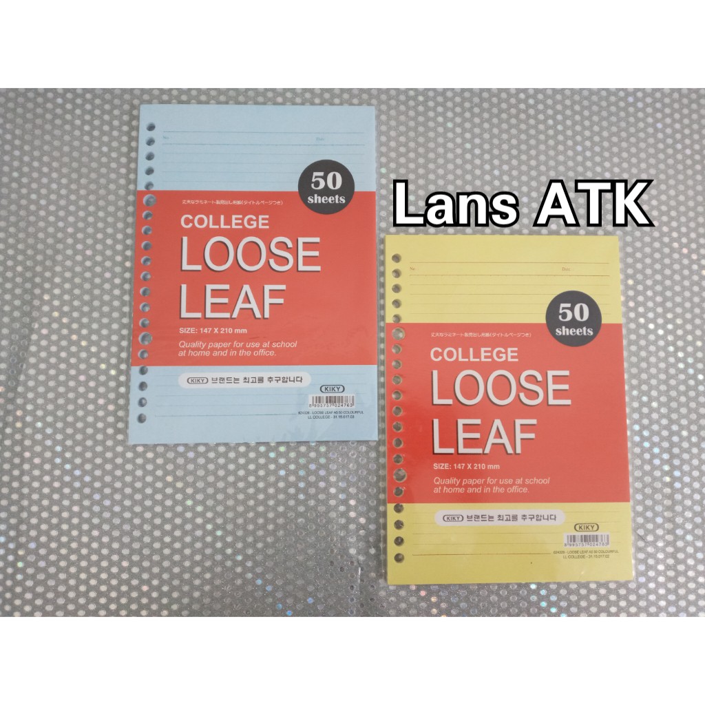 

ISI BINDER - LOOSE LEAF KIKY COLORFUL A5 50SHEET / KERTAS FILE WARNA