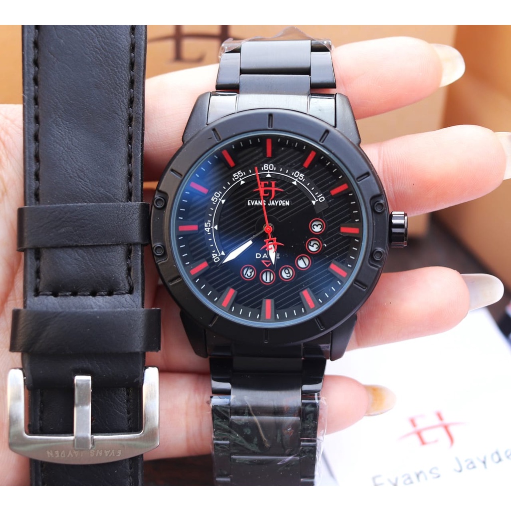 Jam Tangan Pria Keren Original Evans Jayden Bonus Tali Strap Tambahan EvansJayden