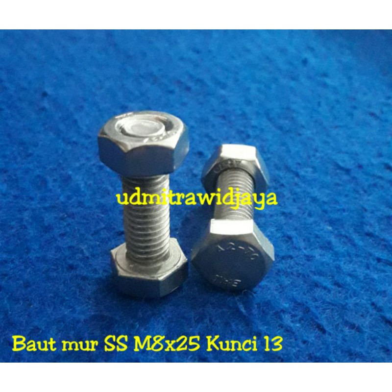 Baut mur kunci 13 M8x25mm stainless stell