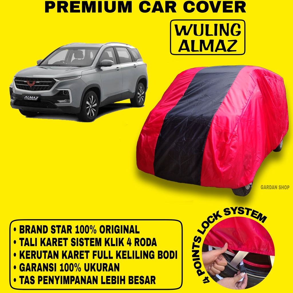 Body Cover WULING ALMAZ MERAH HITAM Penutup Bodi Mobil Wuling Almaz Waterproof PREMIUM