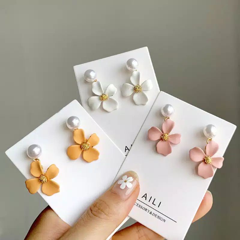 [COD] 1 Pasang Anting Tusuk Wanita Fashion Korea Motif Bunga Anting Tusuk Cantik Elegan Aksesoris Fashion Anting