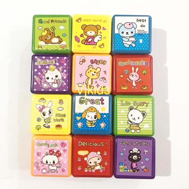 

diskon" Stamp stempel anak set feel happy bagus lucu dan unik untuk sekolah anak