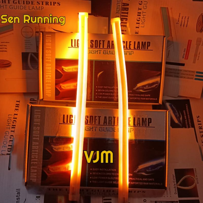 Lampu Alis LED Running Flash 30 CM BIRU KUNING Motor/ Mobil 2 MODE