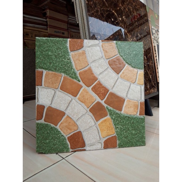 keramik garasi kasar 40x40 motif rumput