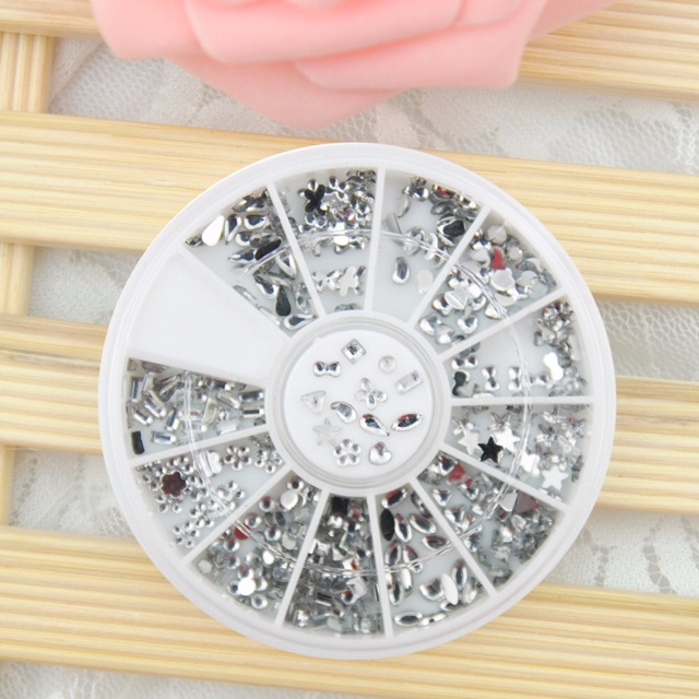 Multicolor rainbow clear mix rhinestones wheel star pita star square flower bunga rhinestone nail