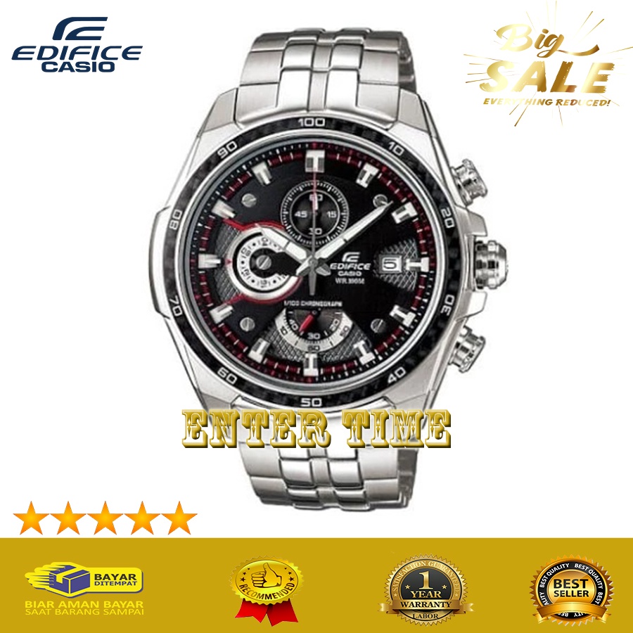 BIG SALE  JAM TANGAN PRIA KEREN CASIO EDIFICE TYPE EF 565D-1AVDF STAINLESS BLACK DIAL JAM TANGAN KAS