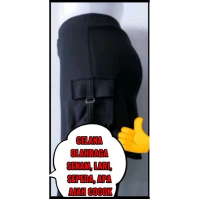 upayatoko/celana senam rok kantong wanita/ cbr rok kantong kargo item navy/clana olahraga-2