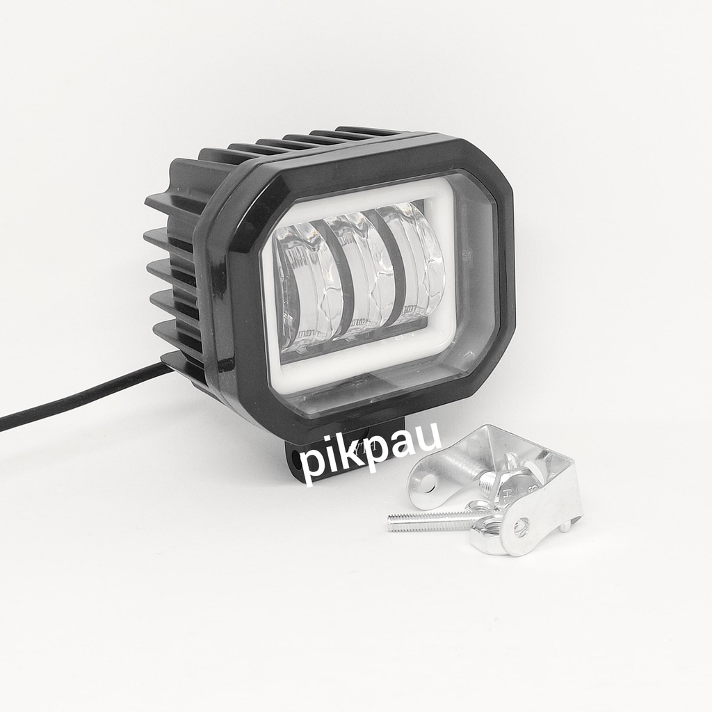 Lampu tembak motor sorot LED CWL 3 mata bentuk Kotak lensa 6D 30watt cree angel aye