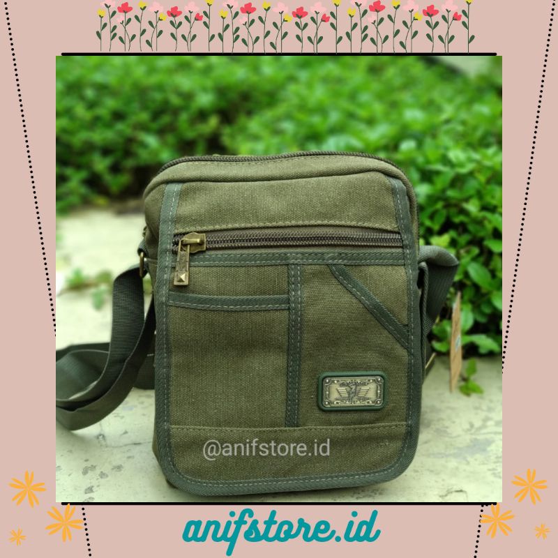 TAS SELEMPANG PRIA/SLING BAG PRIA AIR POLO KANVAS IMPORT SELENDANG CANFAS KUAT DAN AWET