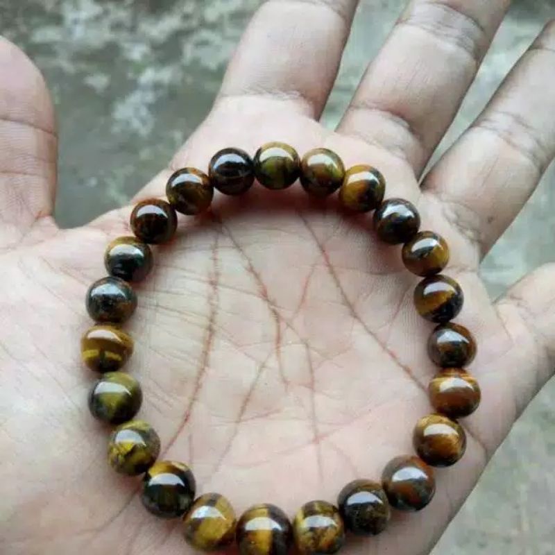 Gelang Batu Akik Tiger Eye atau Biduri Sepah
