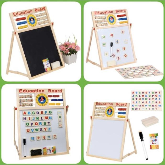 

Papan Tulis Magnet White Black Board 2 Sisi 3in1 Edukasi Anak Pintar