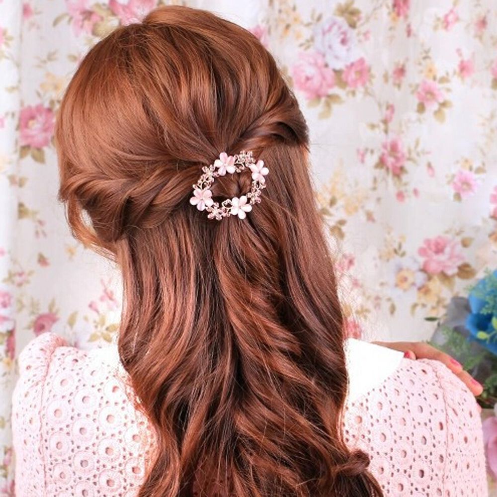 Jepit Rambut Bentuk Nanas Daun Bunga Butterfly Aksen Kristal Berlian Imitasi Warna-Warni Untuk Wanita